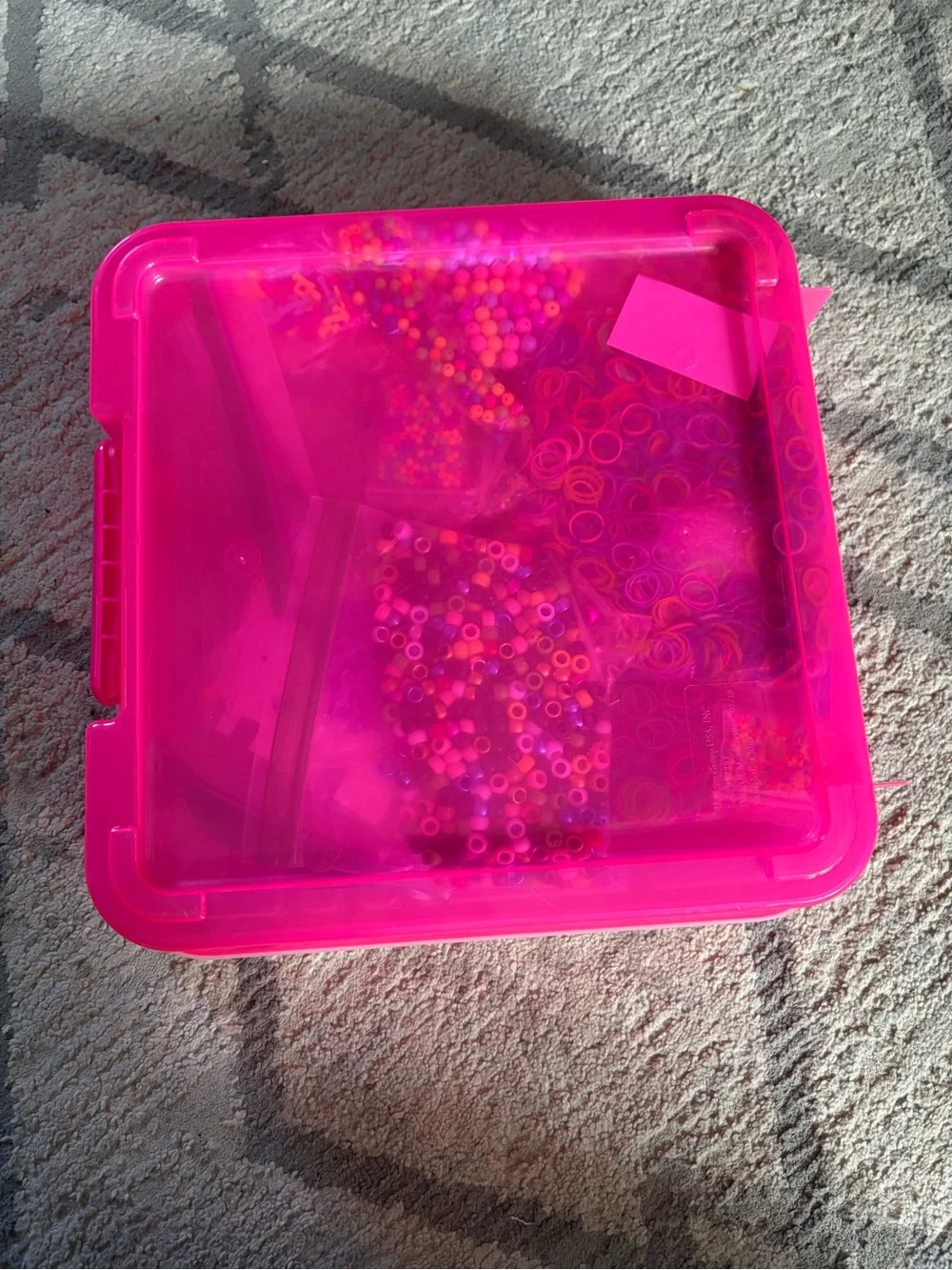 Pink Clear Plastic Craft Storage Box